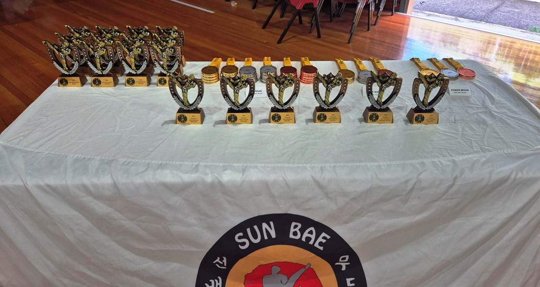 Sun Bae Korean Martial Art - Taekwondo Championship - Patterns, High Kick, Power Breaking, Roof Tiles, Kukkiwon, WT - World Taekwondo, Australia, Brisbane, Centres locations at Kenmore, Newmarket, The Gap, Middle Park, Mt Gravatt, Toowoomba, Grandmaster Bradley Tatnell. competition, white belt, yellow belt, blue belt, red belt, black belt, children, adults, male, female.