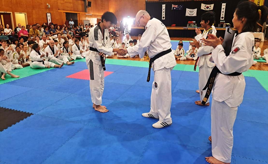 Sun Bae Korean Martial Art - Taekwondo Championship - Patterns, High Kick, Power Breaking, Roof Tiles, Kukkiwon, WT - World Taekwondo, Australia, Brisbane, Centres locations at Kenmore, Newmarket, The Gap, Middle Park, Mt Gravatt, Toowoomba, Grandmaster Bradley Tatnell. competition, white belt, yellow belt, blue belt, red belt, black belt, children, adults, male, female.