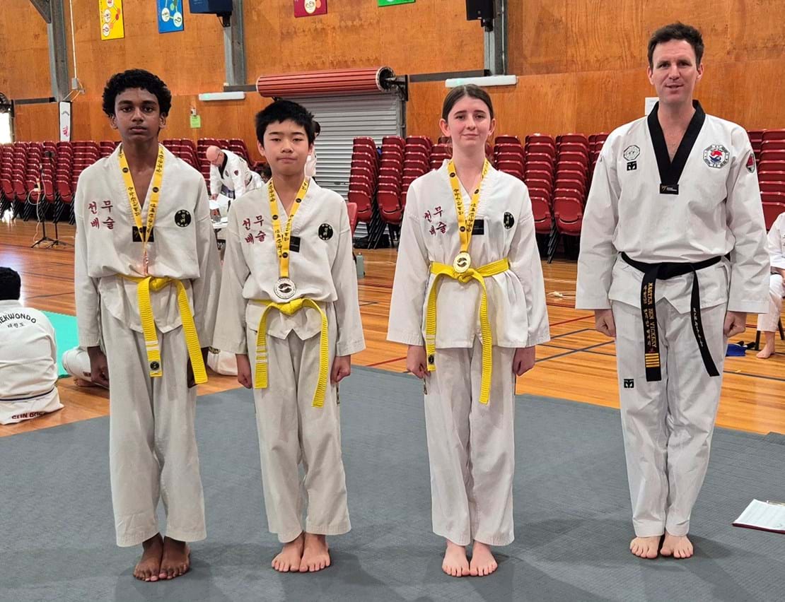 Sun Bae Korean Martial Art - Taekwondo Championship - Patterns, High Kick, Power Breaking, Roof Tiles, Kukkiwon, WT - World Taekwondo, Australia, Brisbane, Centres locations at Kenmore, Newmarket, The Gap, Middle Park, Mt Gravatt, Toowoomba, Grandmaster Bradley Tatnell. competition, white belt, yellow belt, blue belt, red belt, black belt, children, adults, male, female.
