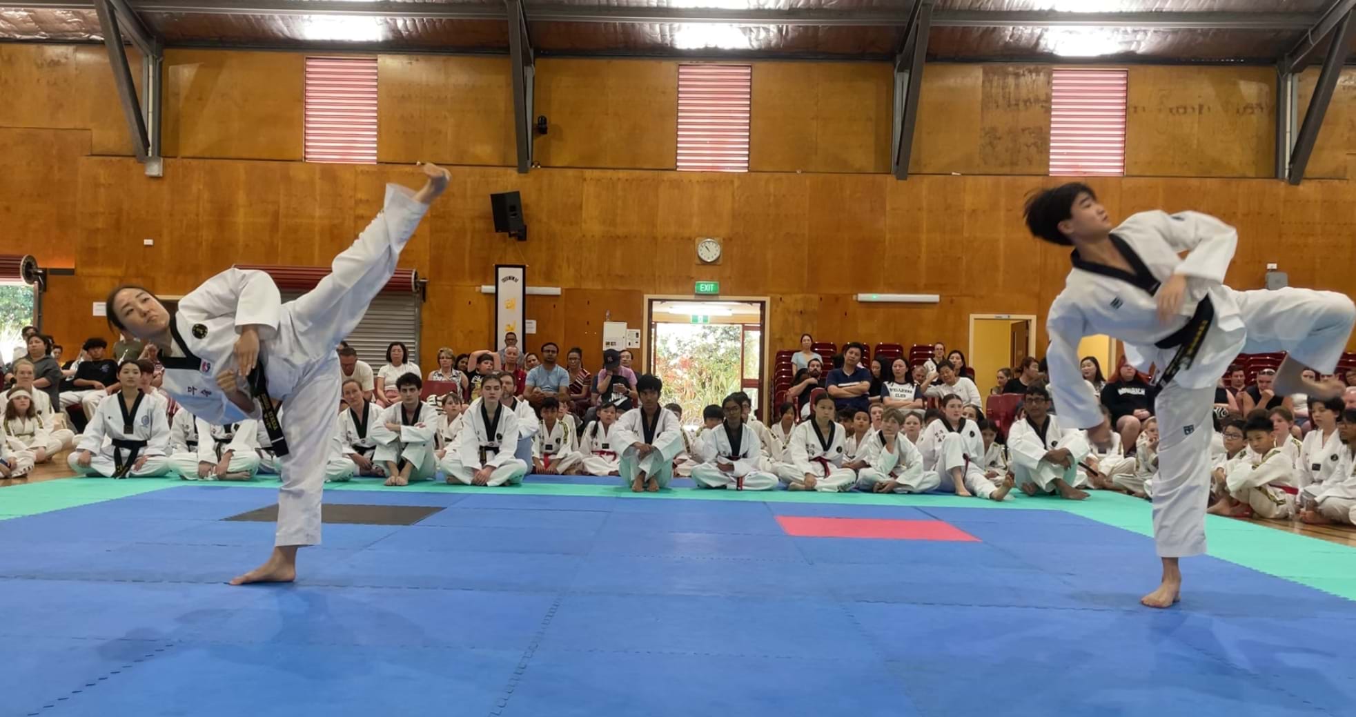 Club Champions with Black Belts, Hannah Yang, Champion, Black belt patterns champion: Sun Bae Korean Martial Art - Taekwondo Championship - Patterns, High Kick, Power Breaking, Roof Tiles, Kukkiwon, WT - World Taekwondo, Australia, Brisbane, Centres locations at Kenmore, Newmarket, The Gap, Middle Park, Mt Gravatt, Toowoomba, Grandmaster Bradley Tatnell. competition, white belt, yellow belt, blue belt, red belt, black belt, children, adults, male, female.