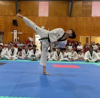 Hannah Yang, Champion, Black belt patterns champion: Sun Bae Korean Martial Art - Taekwondo Championship - Patterns, High Kick, Power Breaking, Roof Tiles, Kukkiwon, WT - World Taekwondo, Australia, Brisbane, Centres locations at Kenmore, Newmarket, The Gap, Middle Park, Mt Gravatt, Toowoomba, Grandmaster Bradley Tatnell. competition, white belt, yellow belt, blue belt, red belt, black belt, children, adults, male, female.