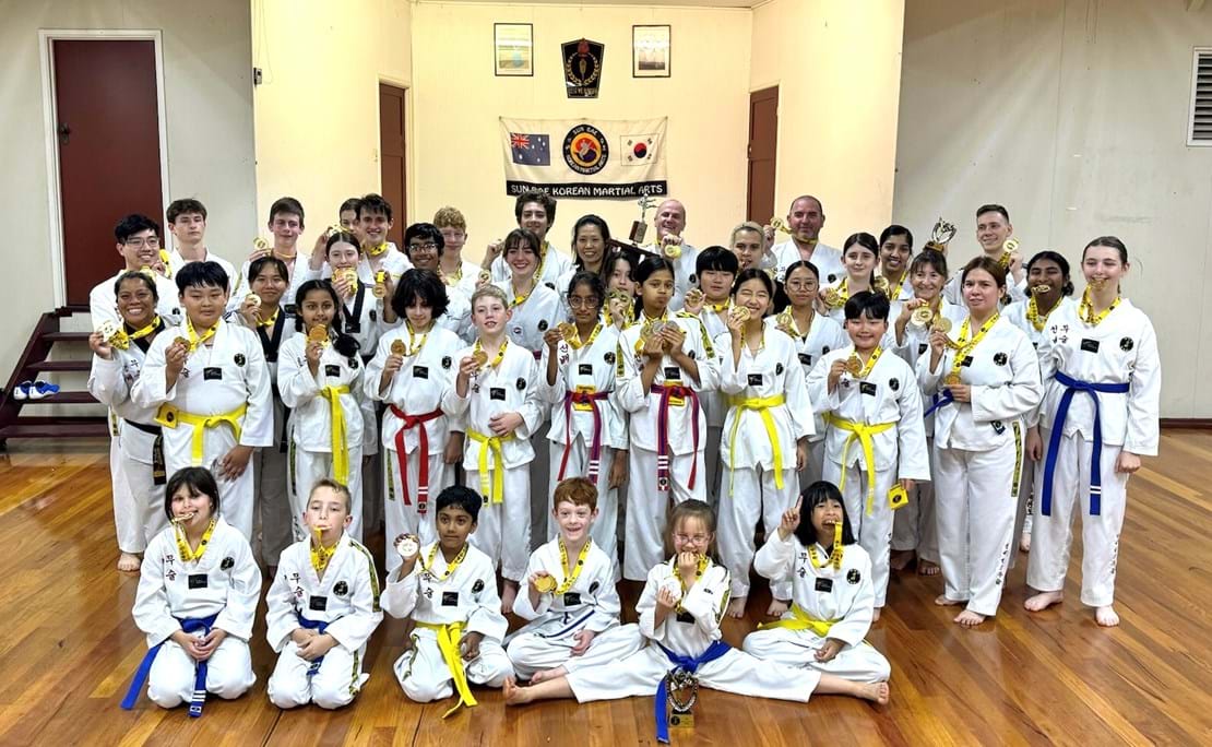 Sun Bae Korean Martial Art - Taekwondo Championship - Patterns, High Kick, Power Breaking, Roof Tiles, Kukkiwon, WT - World Taekwondo, Australia, Brisbane, Centres locations at Kenmore, Newmarket, The Gap, Middle Park, Mt Gravatt, Toowoomba, Grandmaster Bradley Tatnell. competition, white belt, yellow belt, blue belt, red belt, black belt, children, adults, male, female.