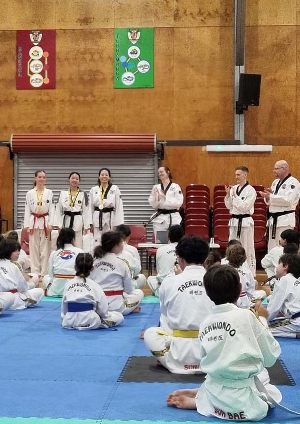 Sun Bae Korean Martial Art - Taekwondo Championship - Patterns, High Kick, Power Breaking, Roof Tiles, Kukkiwon, WT - World Taekwondo, Australia, Brisbane, Centres locations at Kenmore, Newmarket, The Gap, Middle Park, Mt Gravatt, Toowoomba, Grandmaster Bradley Tatnell. competition, white belt, yellow belt, blue belt, red belt, black belt, children, adults, male, female.