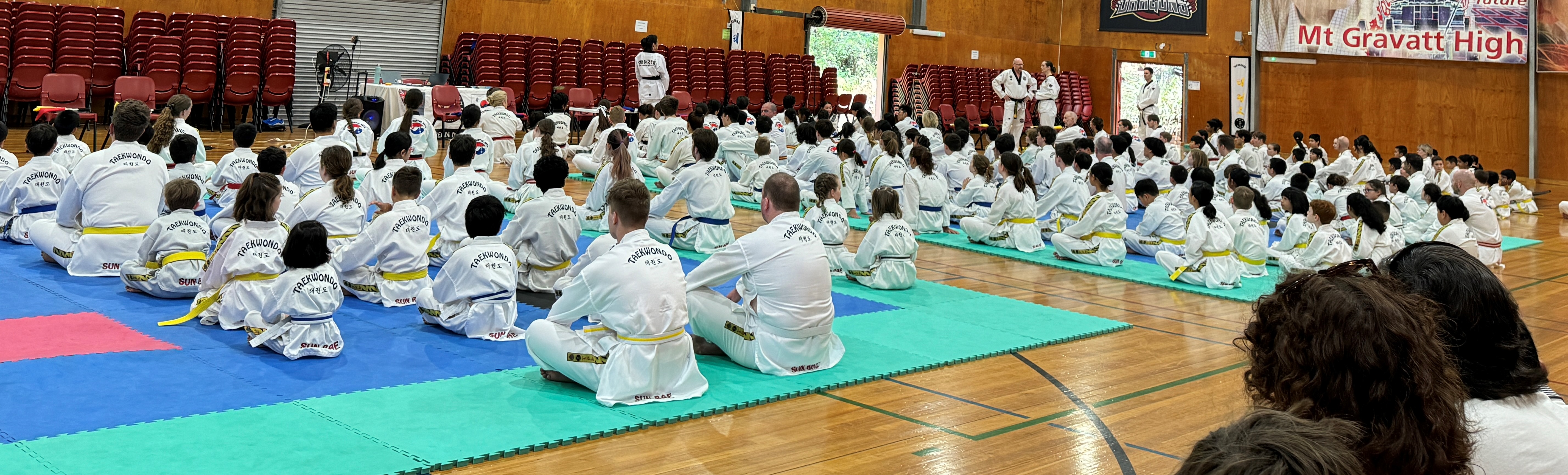 Sun Bae Korean Martial Art - Taekwondo Championship - Patterns, High Kick, Power Breaking, Roof Tiles, Kukkiwon, WT - World Taekwondo, Australia, Brisbane, Centres locations at Kenmore, Newmarket, The Gap, Middle Park, Mt Gravatt, Toowoomba, Grandmaster Bradley Tatnell. competition, white belt, yellow belt, blue belt, red belt, black belt, children, adults, male, female.