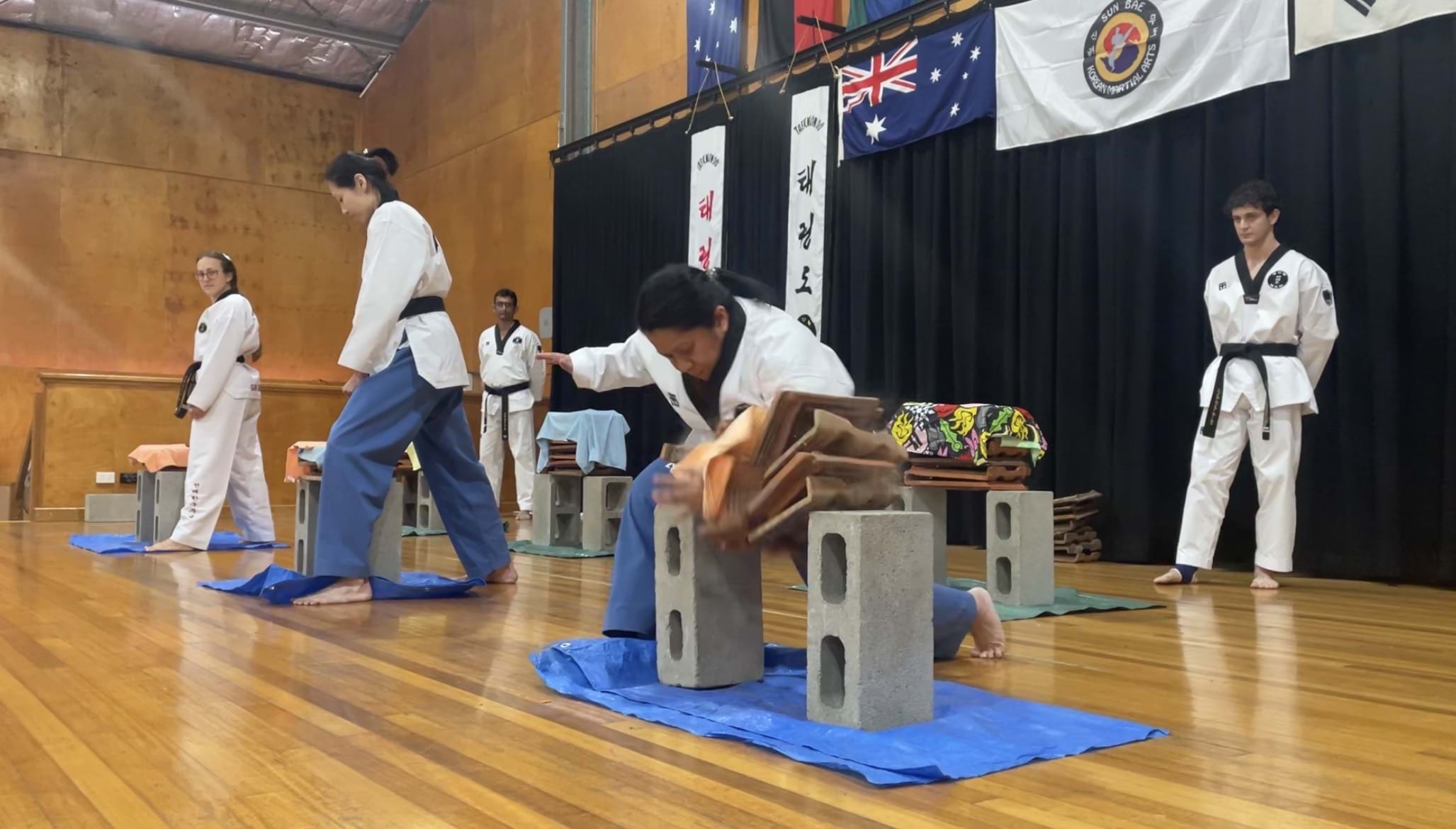 Club Champions, Team Kenmore, Sun Bae Korean Martial Art - Taekwondo Championship - Patterns, High Kick, Power Breaking, Roof Tiles, Kukkiwon, WT - World Taekwondo, Australia, Brisbane, Centres locations at Kenmore, Newmarket, The Gap, Middle Park, Mt Gravatt, Toowoomba, Grandmaster Bradley Tatnell. competition, white belt, yellow belt, blue belt, red belt, black belt, children, adults, male, female.