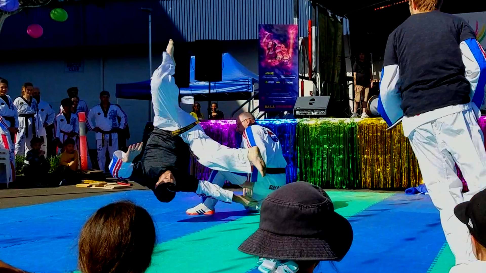 Sun Bae Korean Martial Arts Demo Team at 2019 Multicultural Festival (Newmarket - Brisbane). Master Bradley Tatnell also performing in Taekwondo & Hapkido display.