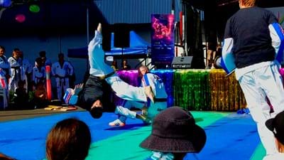Sun Bae Korean Martial Arts Demo Team at 2019 Multicultural Festival (Newmarket - Brisbane). Master Bradley Tatnell also performing in Taekwondo & Hapkido display.