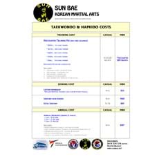 Taekwondo & Hapkido classes Sun Bae Korean Martial Arts Brisbane & Toowoomba - Costs